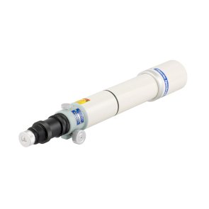 Takahashi FC-76DCU refractor optical tube, side view showing retractable dew shield