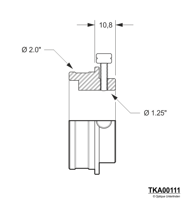 Takahashi TKA00111 diagonal adapter half-section dimensional schematic