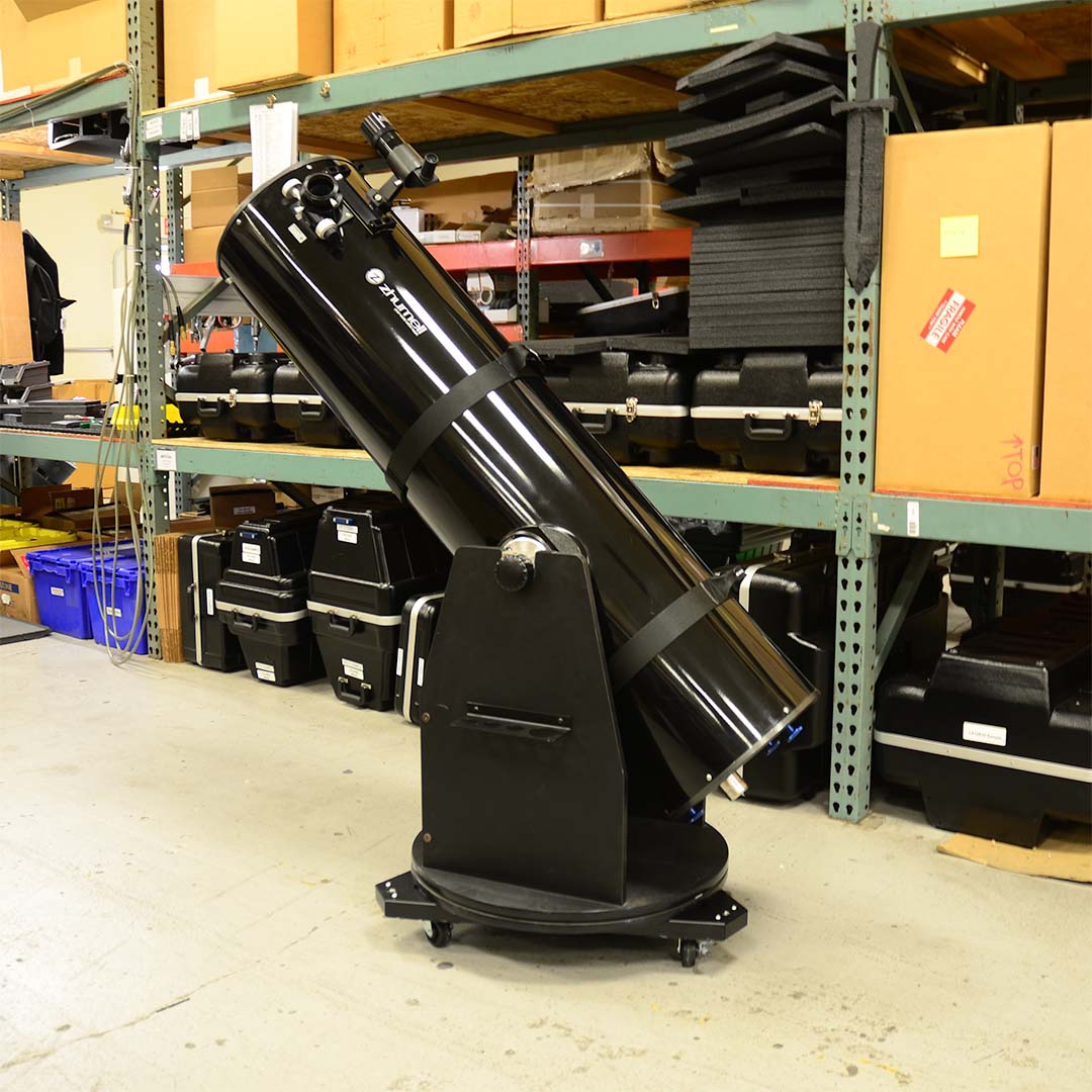 JMI Triangle-Style Wheeley Bar steel triangle frame corner and caster mounting detail for Dobsonian dolly