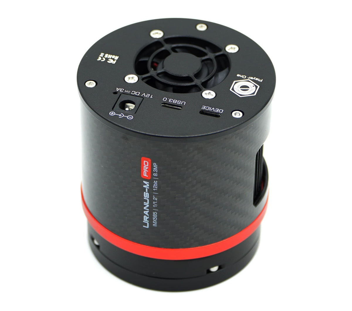 Player One Uranus-M Pro IMX585 mono cooled camera carbon fibre body