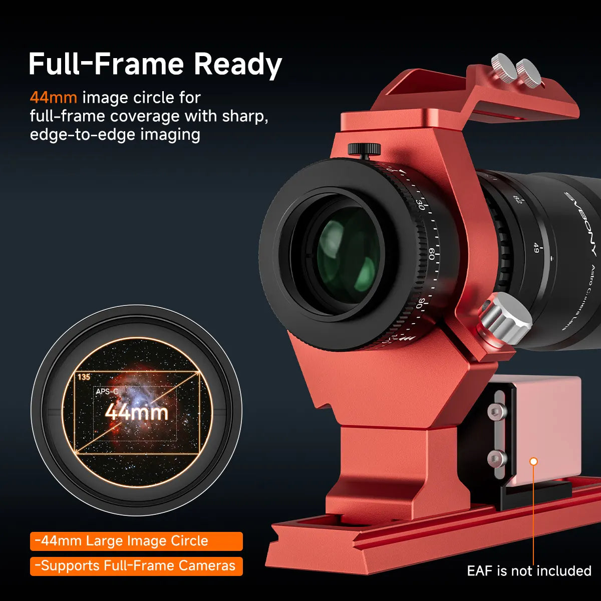 SVBONY SV545 45mm f/4.5 Petzval APO astrograph lens for wide-field deep-sky astrophotography