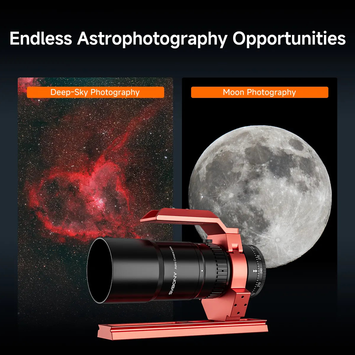 SVBONY SV545 45mm f/4.5 Petzval APO astrograph lens for wide-field deep-sky astrophotography