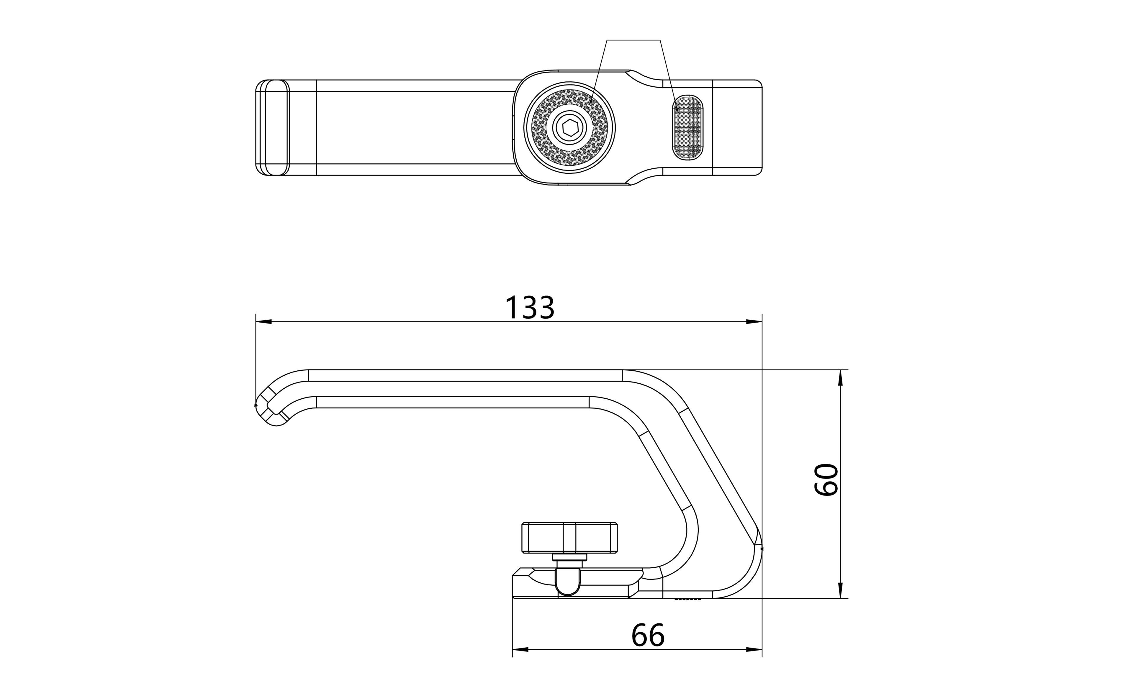 Askar SQA Series Handle Bar size diagram - 60mm height dimensions and mounting slot layout