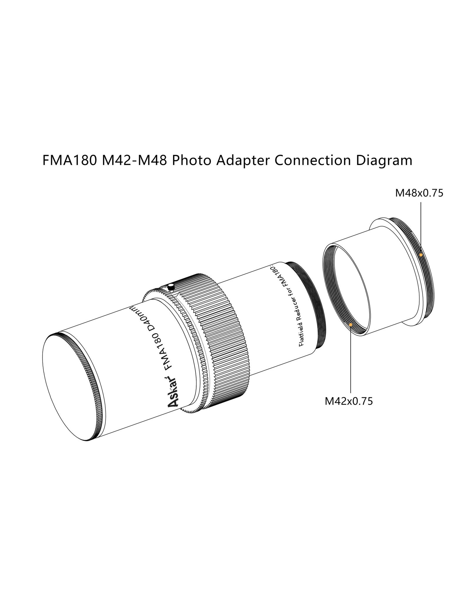 Askar M42 Female - M48 Male photo adapter for FMA180