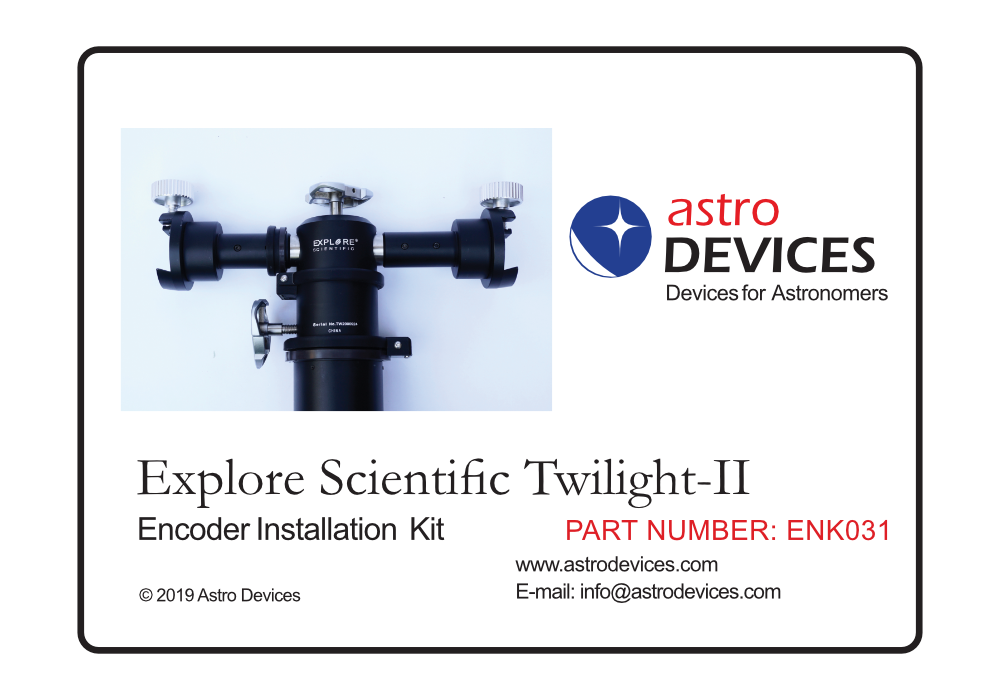 Astro Devices Explore Scientific Twilight II encoder kit box label