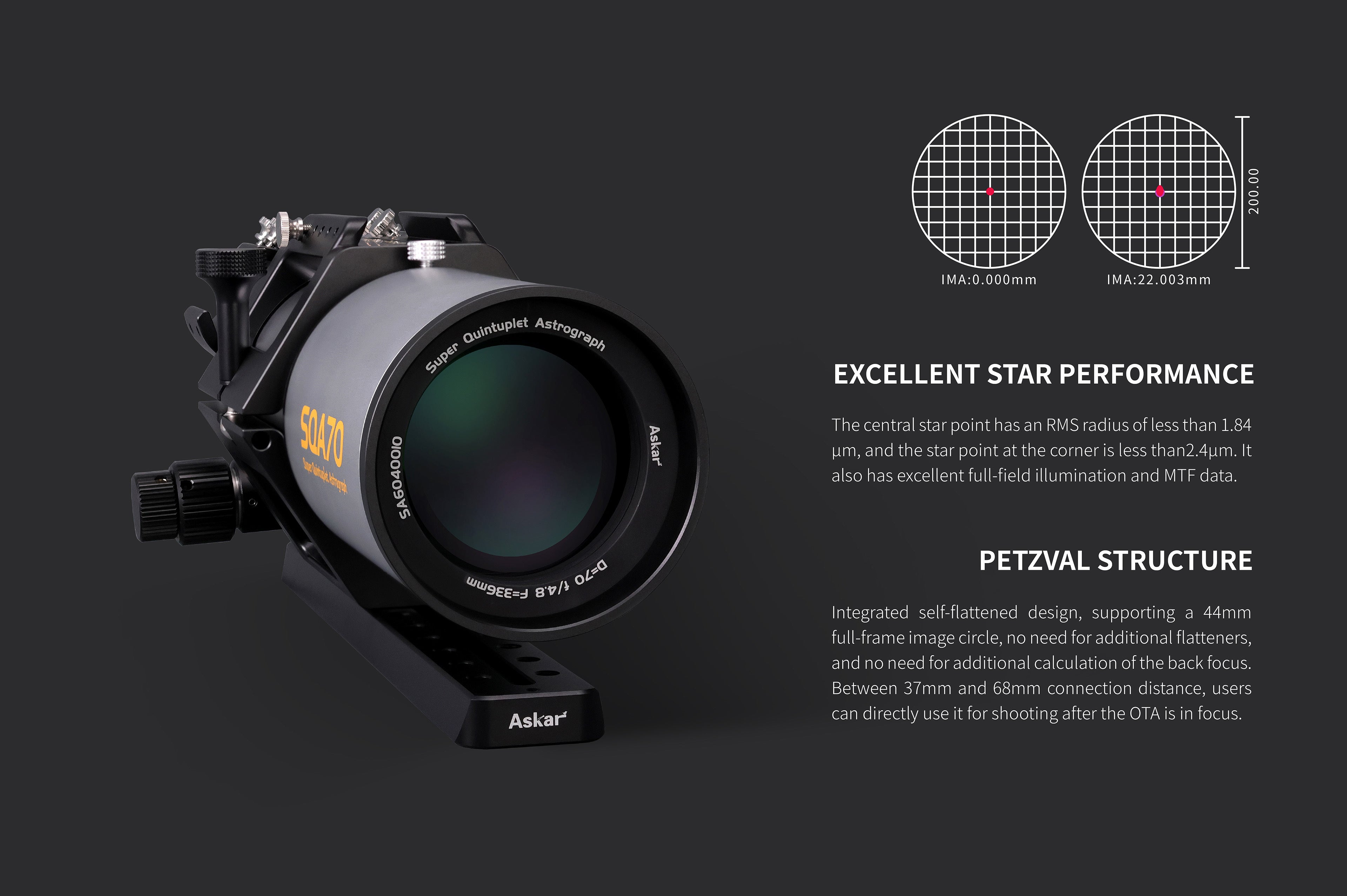 Askar SQA70 70mm f/4.8 quintuplet Petzval astrograph - main product view