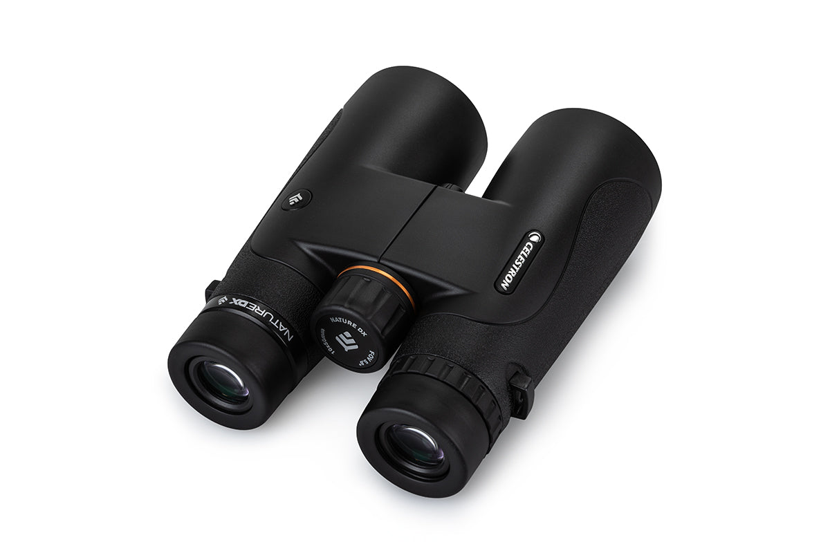 Celestron Nature DX 10x50 roof binoculars detail view for stargazing and nature observation