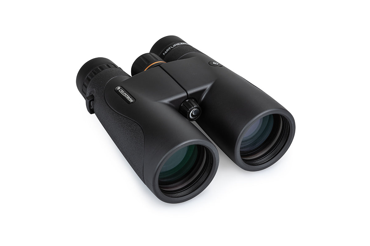 Celestron Nature DX Black 10x50 roof binoculars angle view for astronomy and daytime observation