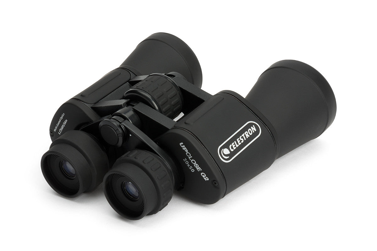 Celestron UpClose G2 20x50 porro binoculars side view for astronomy and daytime observation