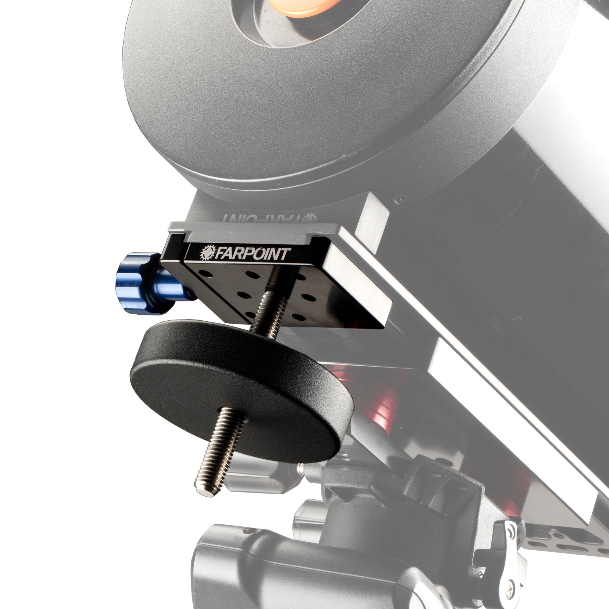 Farpoint Dovetail Weight System 1 counterweight mounted on D-size Losmandy dovetail bar