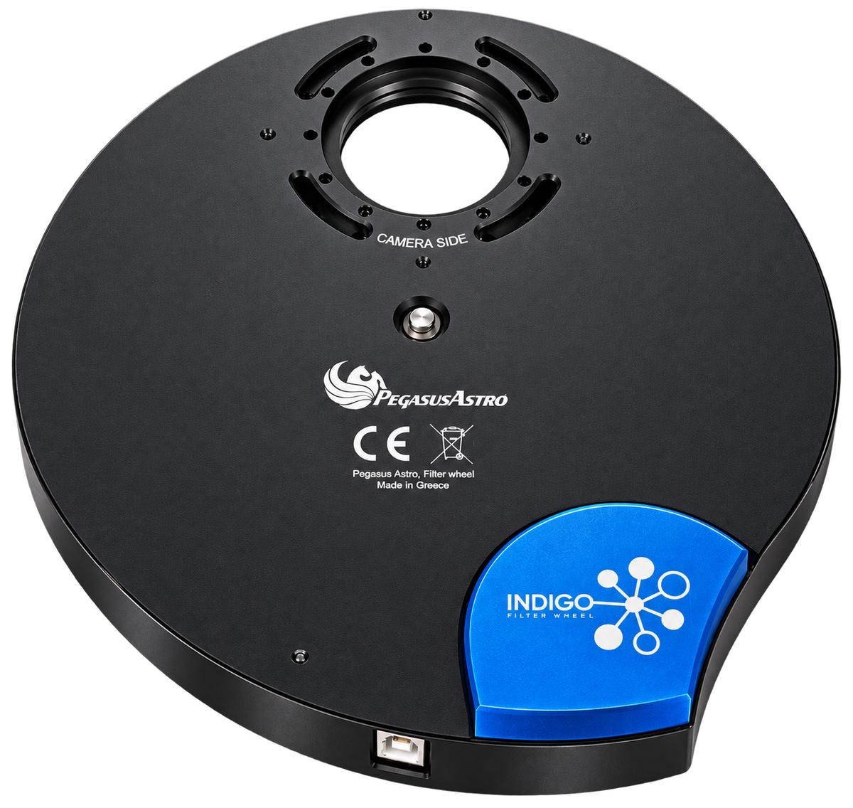 Pegasus Astro Indigo 7-position motorized filter wheel for 2-inch and 50 mm filters in astrophotography