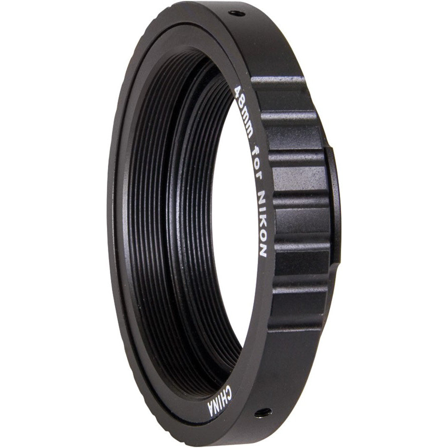 Sky-Watcher M48 camera adapter ring for Nikon DSLR bodies, connecting to 0.85x focal reducer/correctors for deep-sky astrophotography