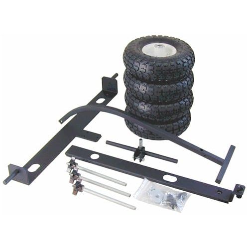 JMI Sky Trekker 300 Wheeley Bar component parts including welded steel frame, locking wheels and leveling bolts