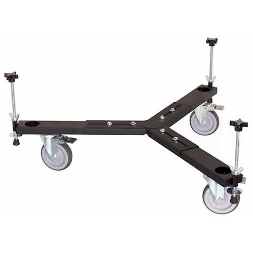JMI Medium Universal Wheeley Bar close-up showing welded steel frame and locking caster wheels