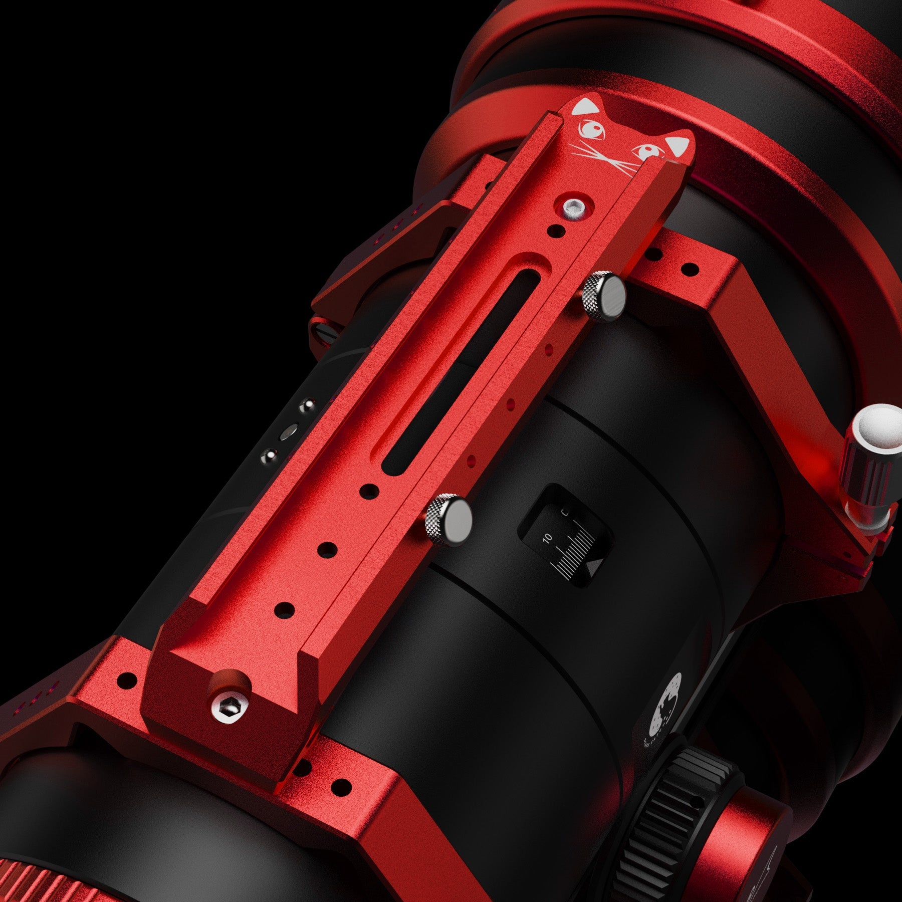 Detail view of William Optics Ultra-Cat 131 astrophotography telescope hardware