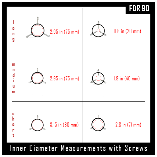 Farpoint Farpoint Dovetail Ring Screws, Short .5" Length (Set of 6) — Farpoint 90mm D Style dovetail ring diagram with measurements