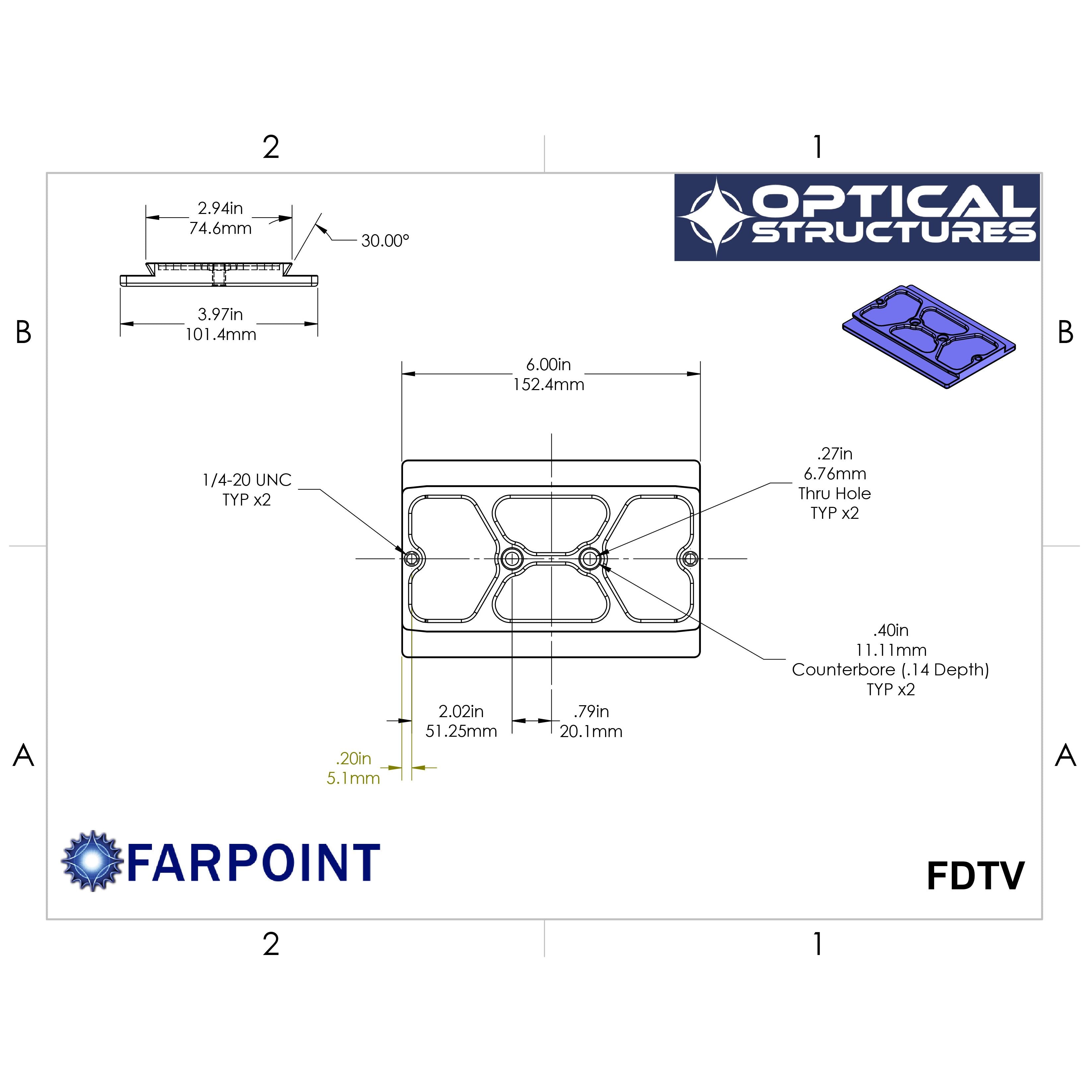 Farpoint Farpoint Dovetail Plate - Tele Vue Clamshell — Farpoint dovetail plate for Tele Vue clamshell, view 2 of 5