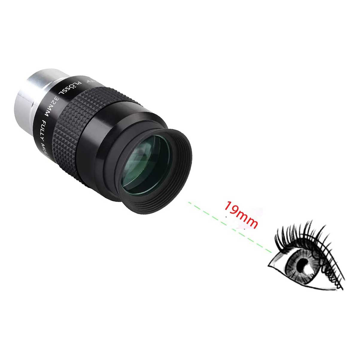 SVBONY SV131 32mm Plossl eyepiece side view