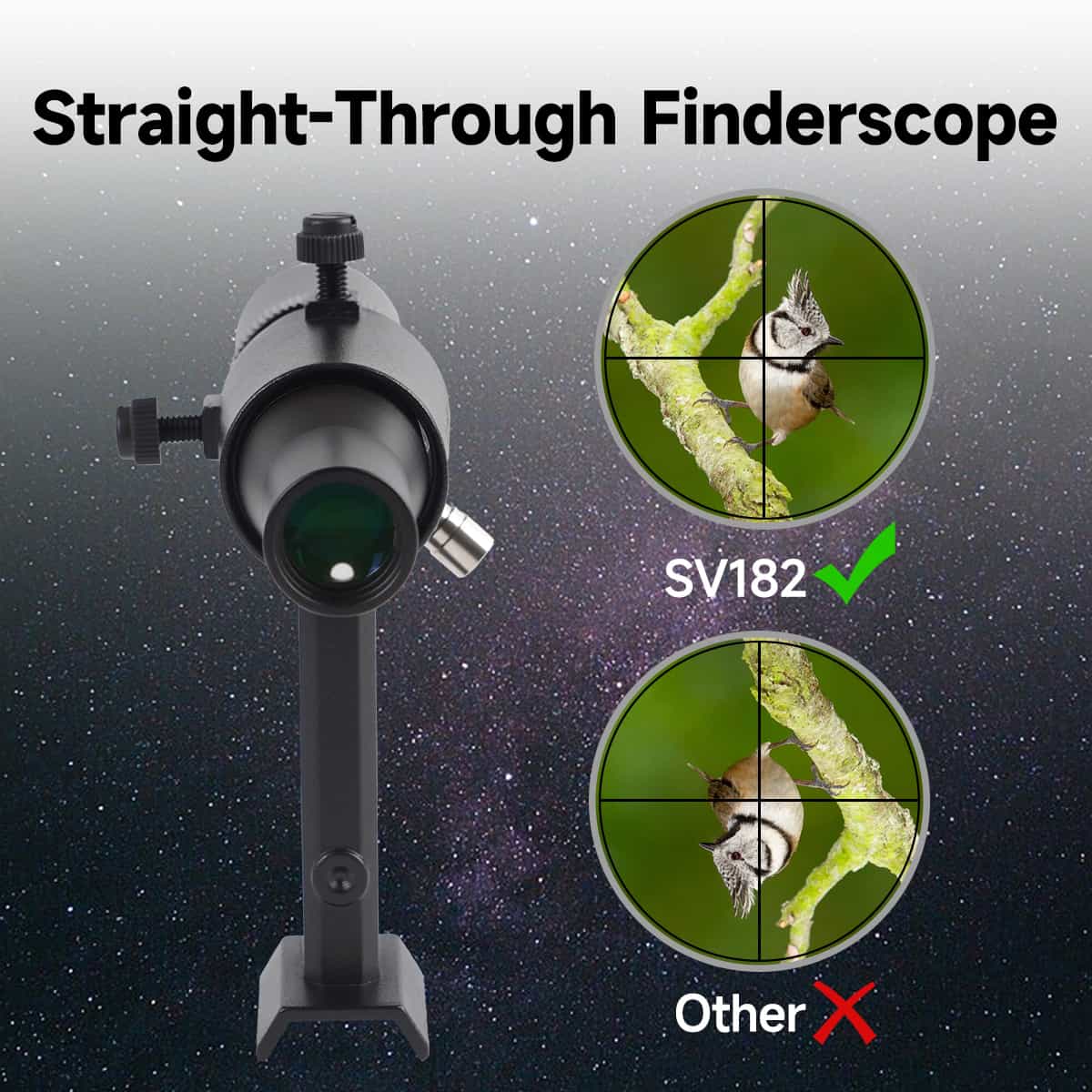 SVBONY SV182 6x30 straight-through correct-image finder scope with bracket for telescope alignment and star hopping