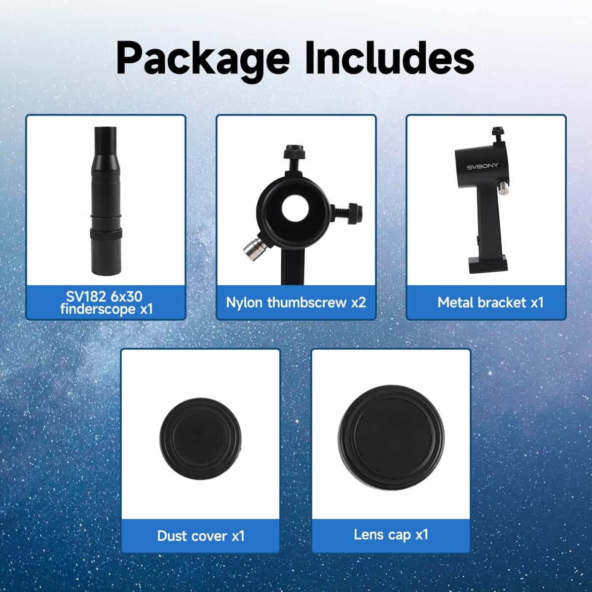 SVBONY SV182 6x30 straight-through correct-image finder scope with bracket for telescope alignment and star hopping