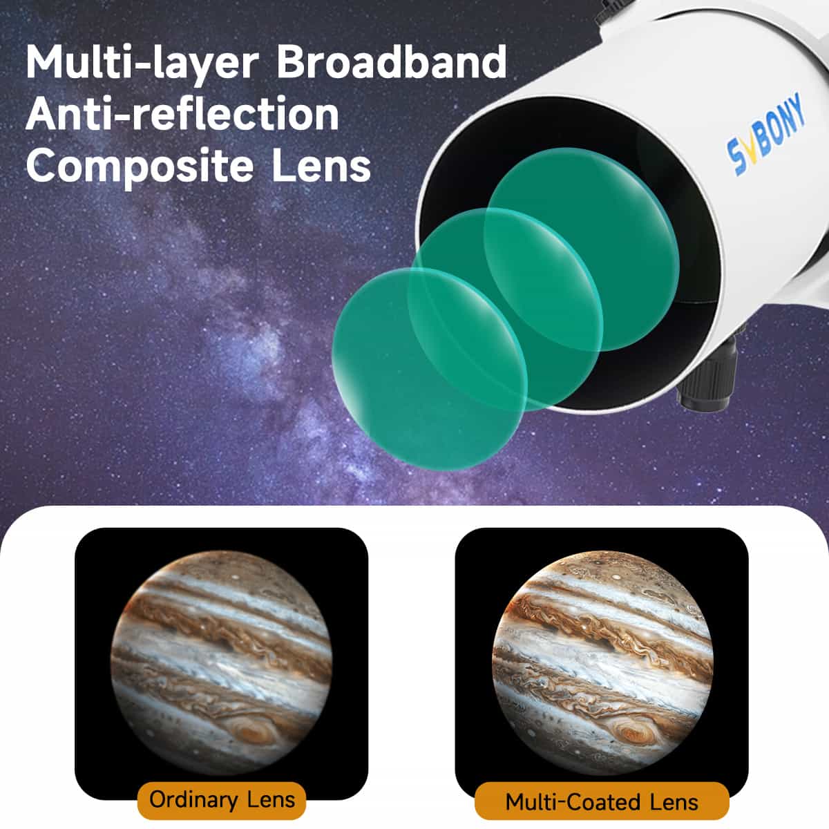 SVBONY SV198 50mm f/4.1 mini guide scope with dual helical focuser for autoguiding astrophotography