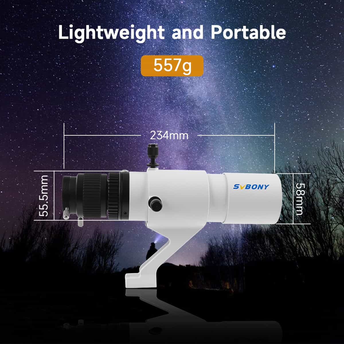 SVBONY SV198 50mm f/4.1 mini guide scope with dual helical focuser for autoguiding astrophotography