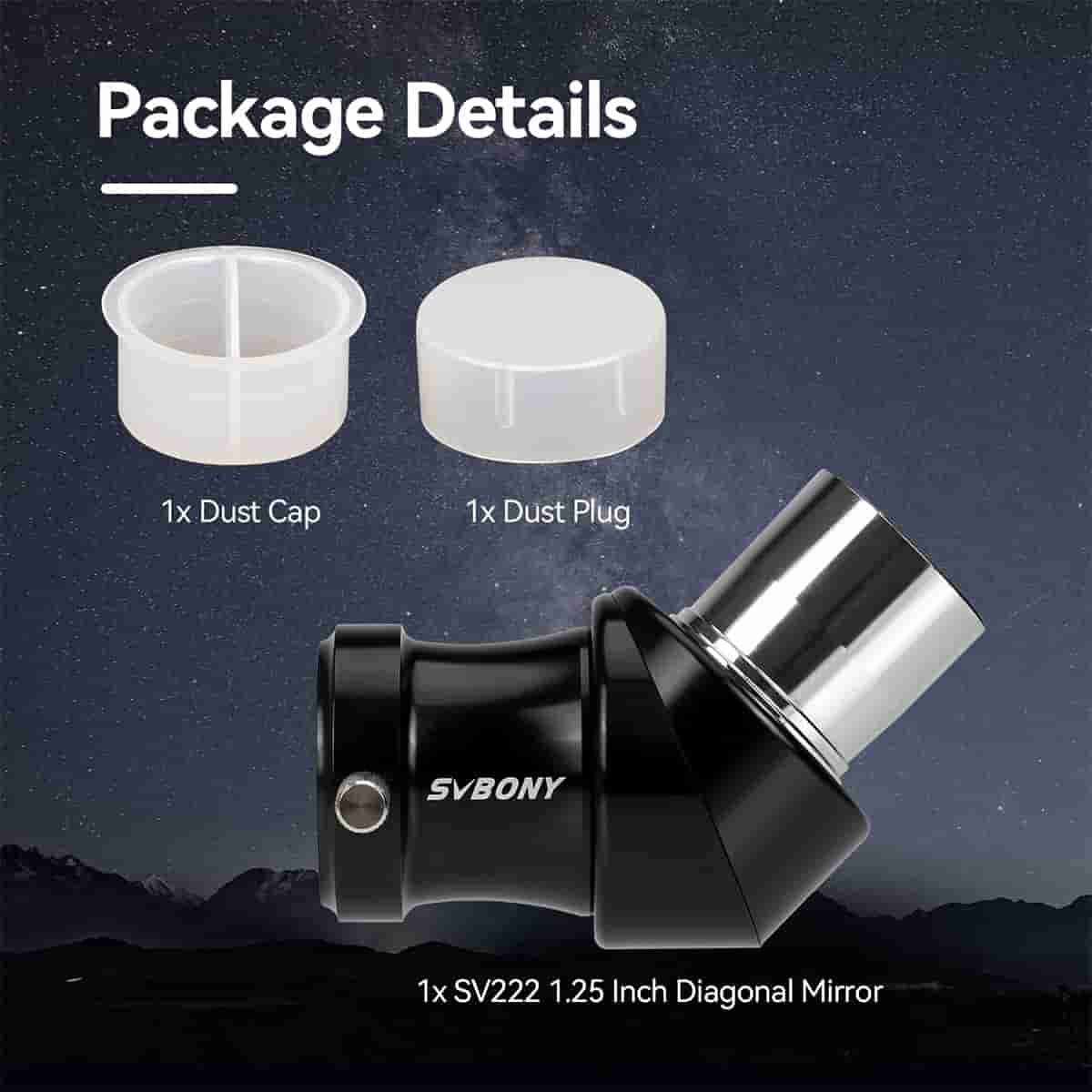 SVBONY SV222 45 degree diagonal package contents
