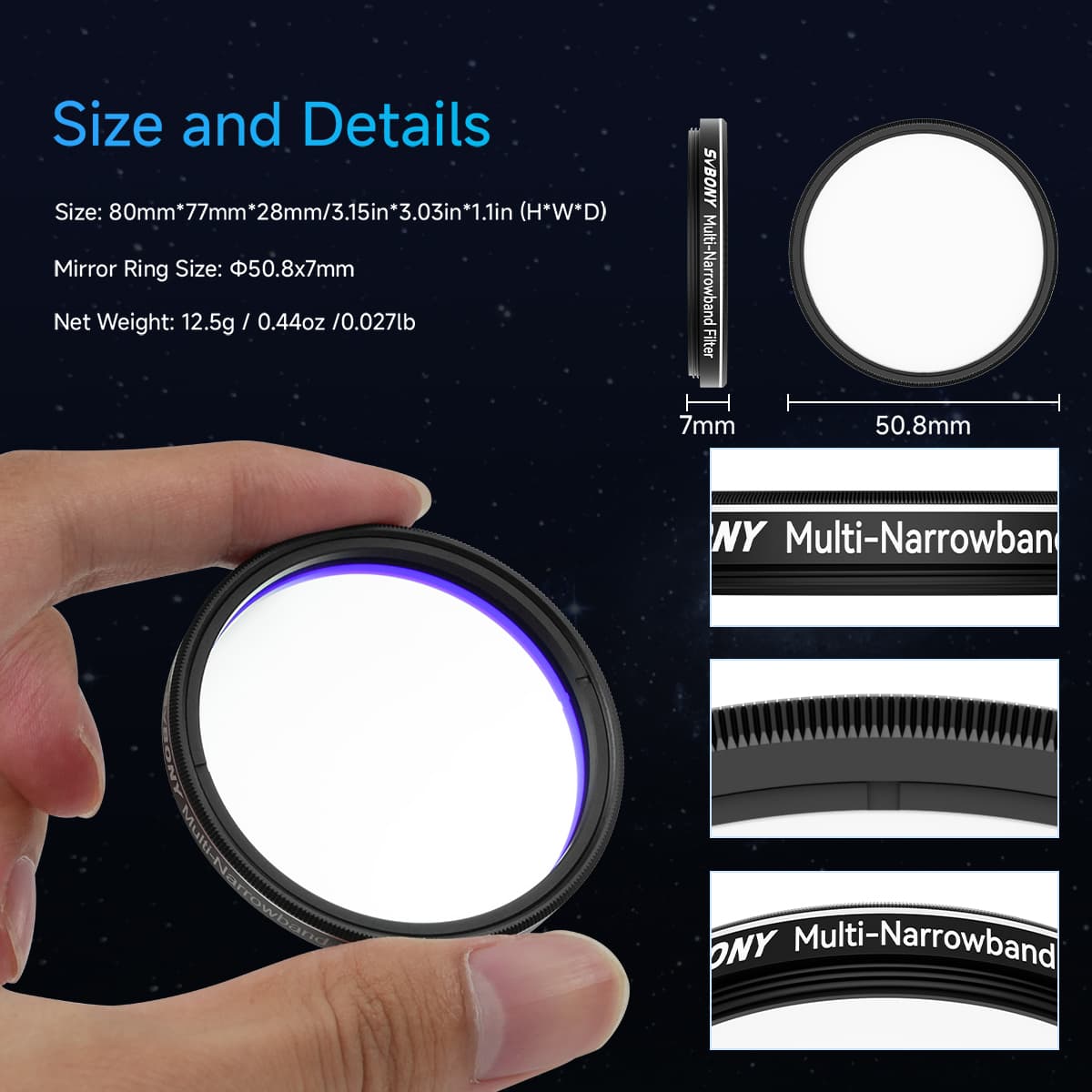SVBONY SV240 2″ multi-narrowband filter for colour-camera deep-sky astrophotography