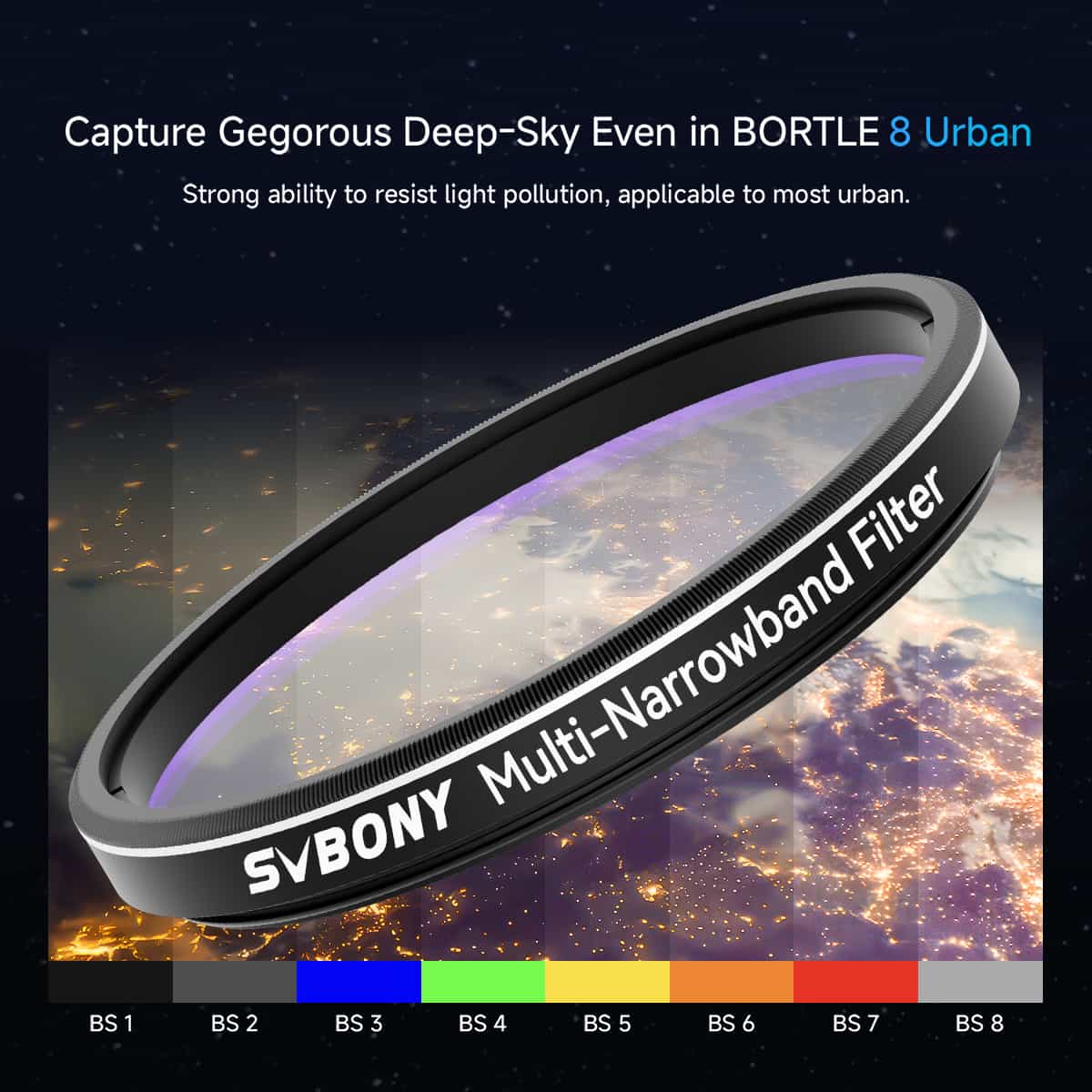 SVBONY SV240 2″ multi-narrowband filter for colour-camera deep-sky astrophotography