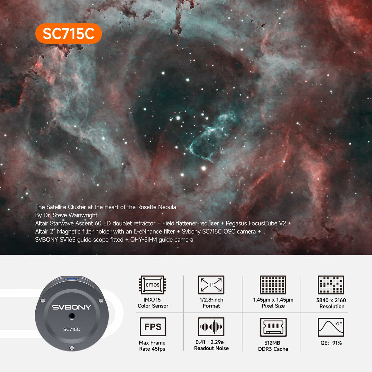 SVBONY SC715C colour planetary astronomy camera with Sony IMX715 sensor for lunar and planetary imaging